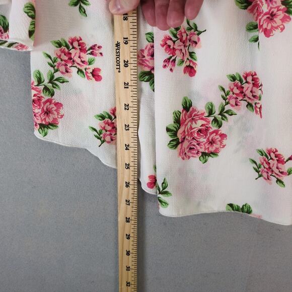 NWT One More Thyme Pink Roses White Blouse Women's Plus 3X Flared Sleeve Peasant - Picture 7 of 10